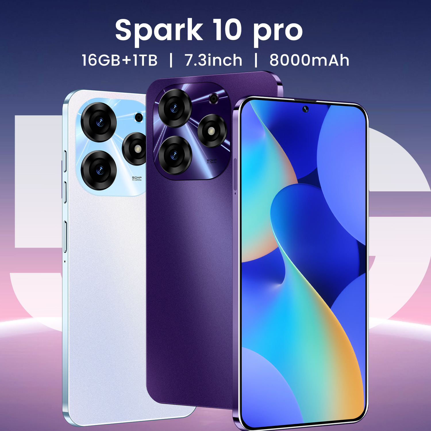 2024高端新款Spark 10Pro 7.3寸跨境3+32G支持快充安卓智能手机