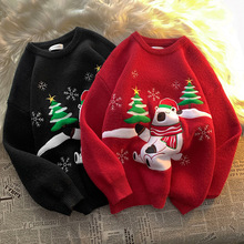 圣诞红色毛衣女冬加厚日系慵懒设计感小众针织衫可爱闺蜜情侣装