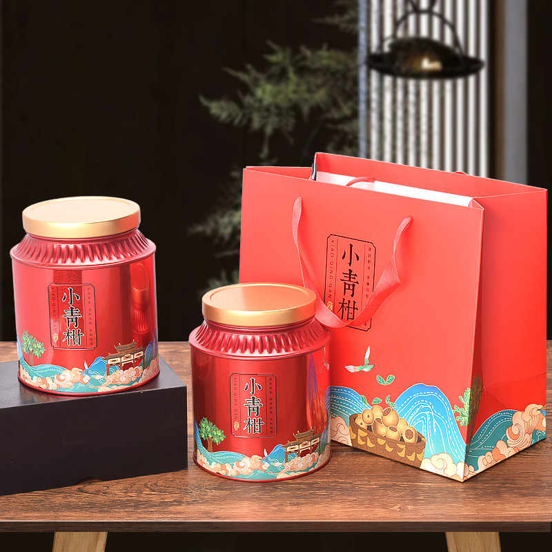 茶叶罐铁罐空罐金属新会小青柑包装罐一斤装柑普茶包装罐马口铁盒