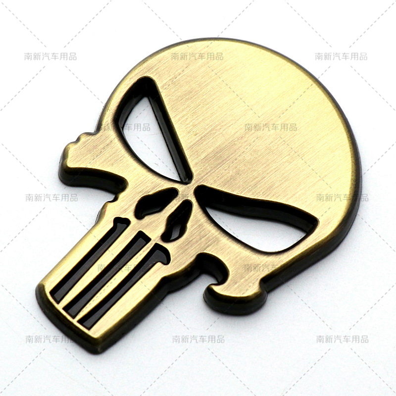 汽车个性装饰贴 惩罚者车标 骷髅头 金属改装车身贴 惩罚者车贴