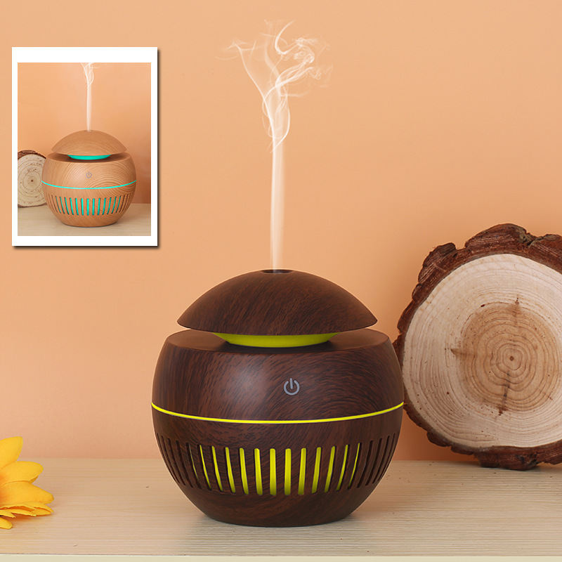 5V Wood Grain Hollow Star Moon Humidifier Creative Colorful Transparent Mini Portable 130ml Aroma Diffuser