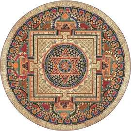 跨境民族风圆形地毯大面积全铺水晶绒脚垫家用耐脏可水洗客厅地毯