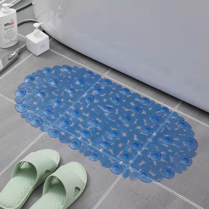 Transparent Small Stone Oval Non-Slip Bathroom Mat PVC Wear-Resistant Non-Slip Small Suction Pad Bathtub Mat