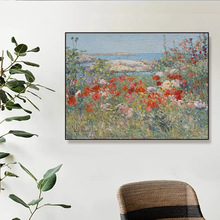 客厅装饰画小众艺术梵高莫奈哈萨姆花卉风景油画古典名宿卧室壁画