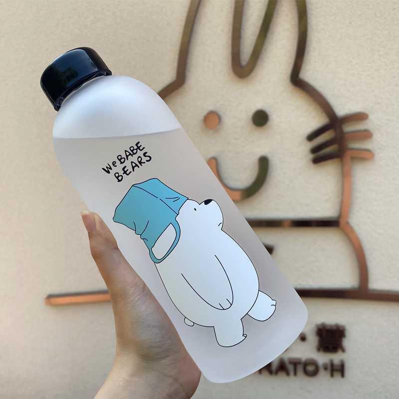 Large Capacity Plastic Water Cup with Straw Female Student Korean Style Cup Male Portable Tumbler Large Water Bottle 1000ml