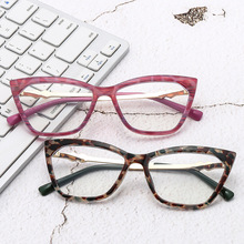 新款跨境猫眼太阳镜欧美时尚防蓝光眼镜TR镜框平光镜休闲前卫眼镜