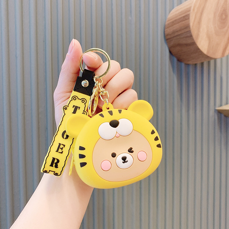 Little Bear Tiger Coin Purse Key Chain Doll Silicone Bag Key Pendants Couple Schoolbag Pendant Key Ring