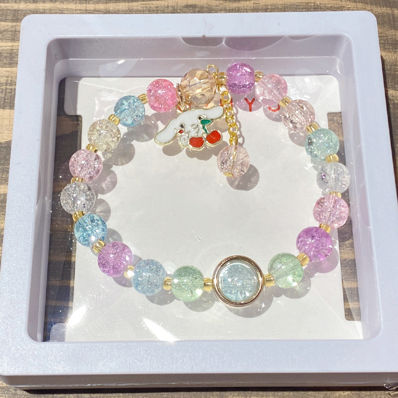New Sanrio Boxed Children's Bracelet Student Beaded Bracelet Yugui Dog Glaze Beads Girls Jewelry Wholesale