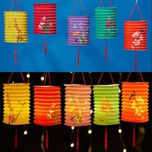 纸灯元宵节传统笼挂饰春节风琴折叠儿童手提风发光小花灯批发