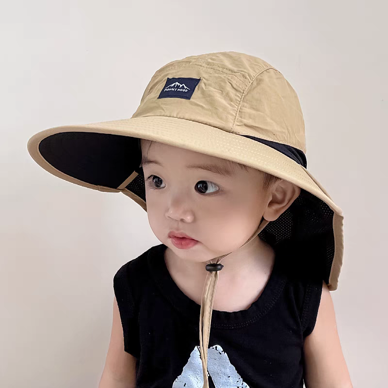儿童帽子男童夏季防晒帽大帽檐遮阳帽男孩夏款太阳帽大童渔夫帽宝