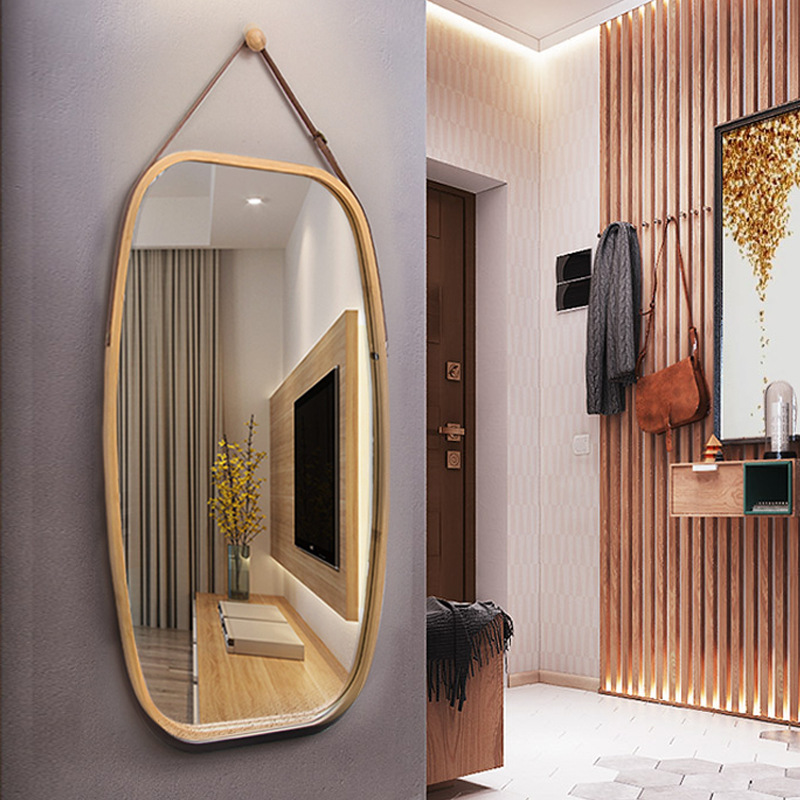 网红镜子入户落地镜半身镜家用穿衣镜挂墙全身镜玄关壁挂镜试衣镜