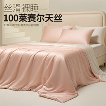丝滑裸睡 100天丝四件套莱赛尔纤维被套天丝夏季凉感冰丝纯色床单