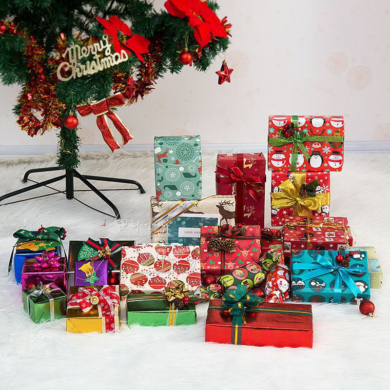 圣诞包装纸礼物装饰纸 彩纸花纸新年年会礼品纸 套餐配件节日包装