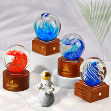 创意水晶奖杯设计制作发光琉璃球公司年会比赛颁奖纪念品奖杯刻字