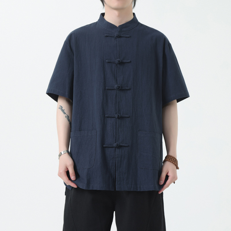 中国风男装夏季仙气棉麻居士道服男休闲道系衣服道士服装道家汉服