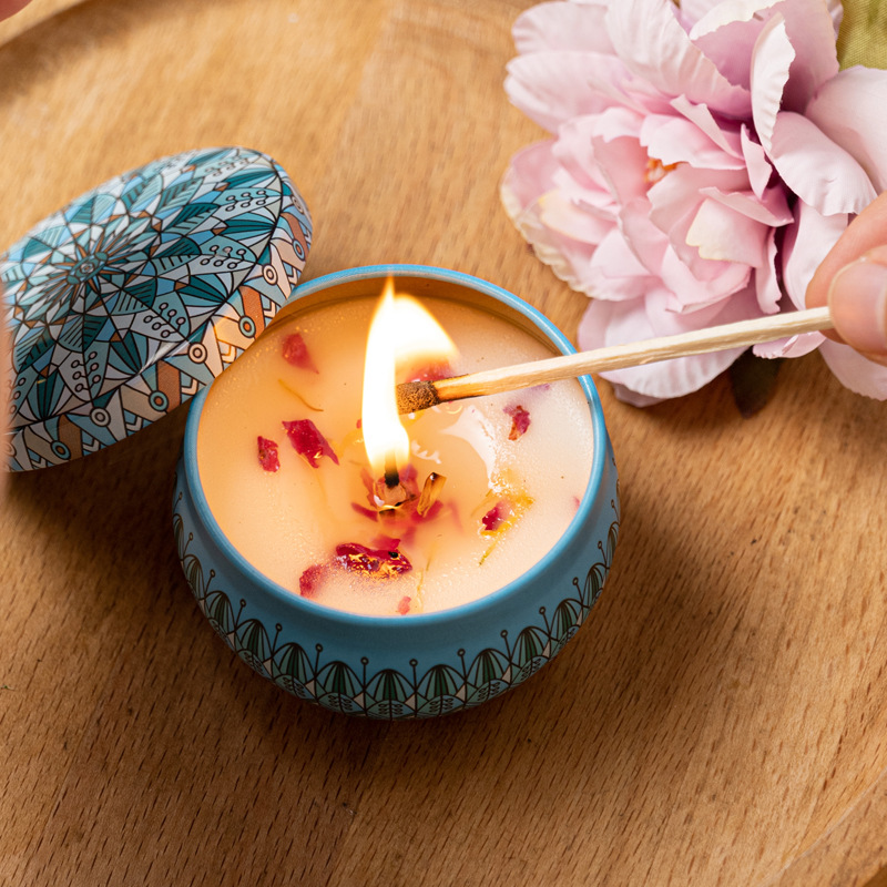 Smoke-Free Natural Aromatherapy Small Candle Household Soy Wax Plant Tea Fragrance Tealight Holiday Decoration Small round Candle