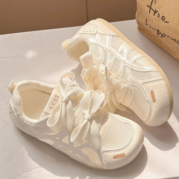 夏季网面透气小白鞋子女2025新款丑萌大头鞋小众百搭德训运动板鞋
