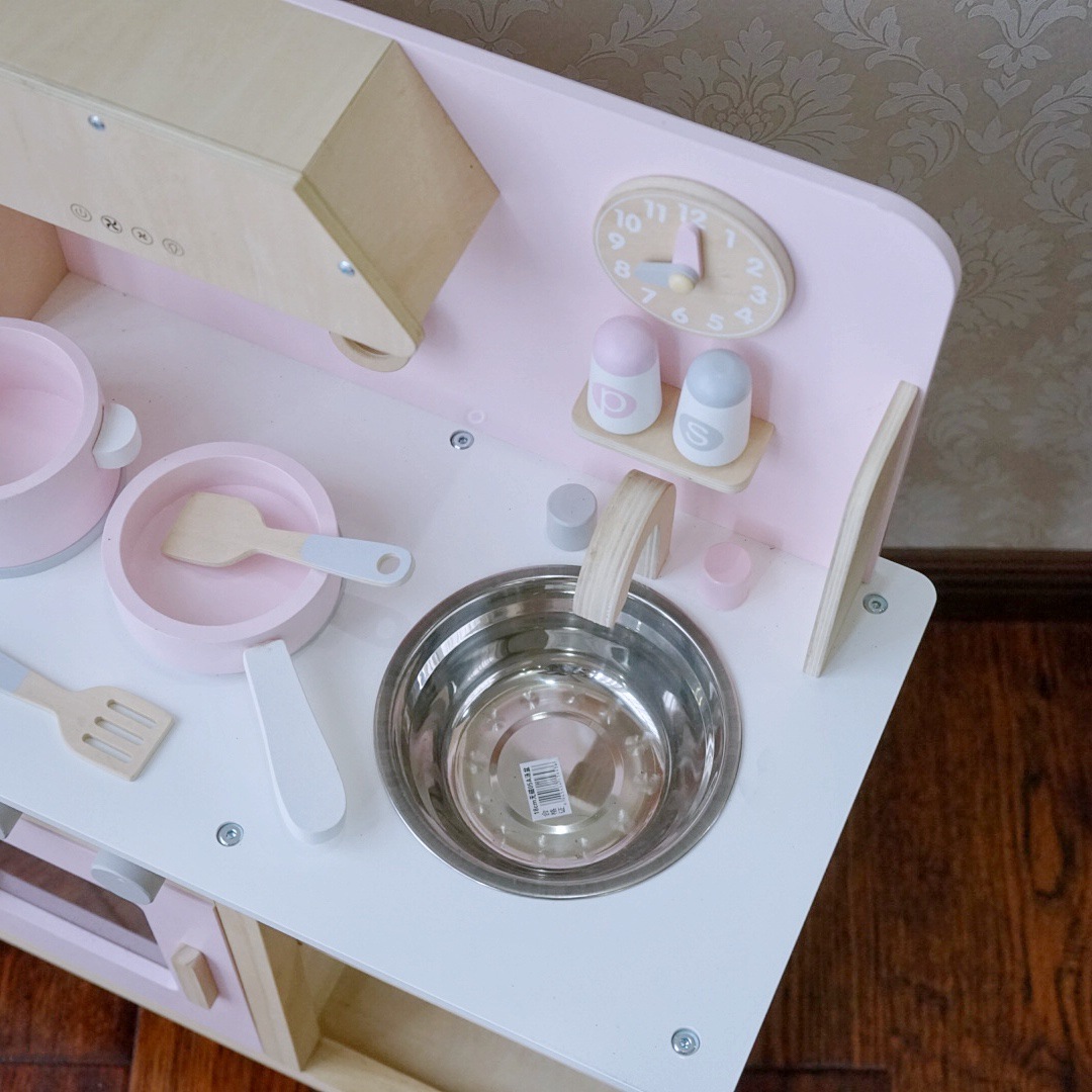 幼儿园儿童男孩女孩过家家木制小厨房仿真灶台做饭玩具厨具套装组