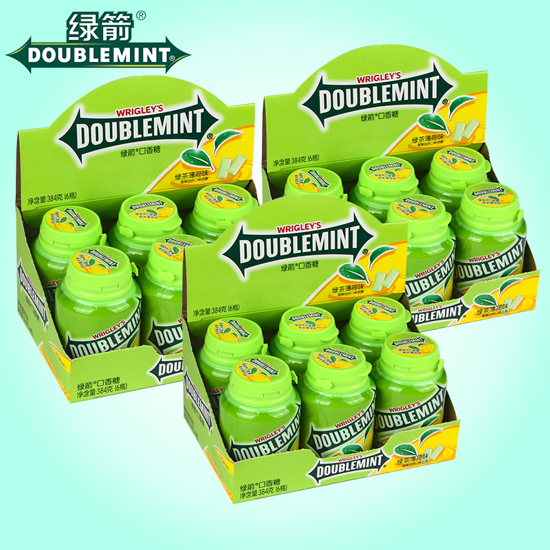 绿箭原味薄荷味口香糖约40粒64g大瓶装清新口气办公小吃零食休闲
