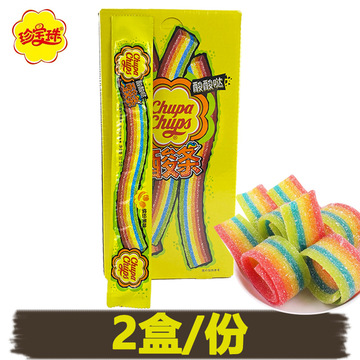 珍宝珠阿尔卑斯长条彩虹橡皮糖果汁软糖酸甜开胃儿童节日零食校园