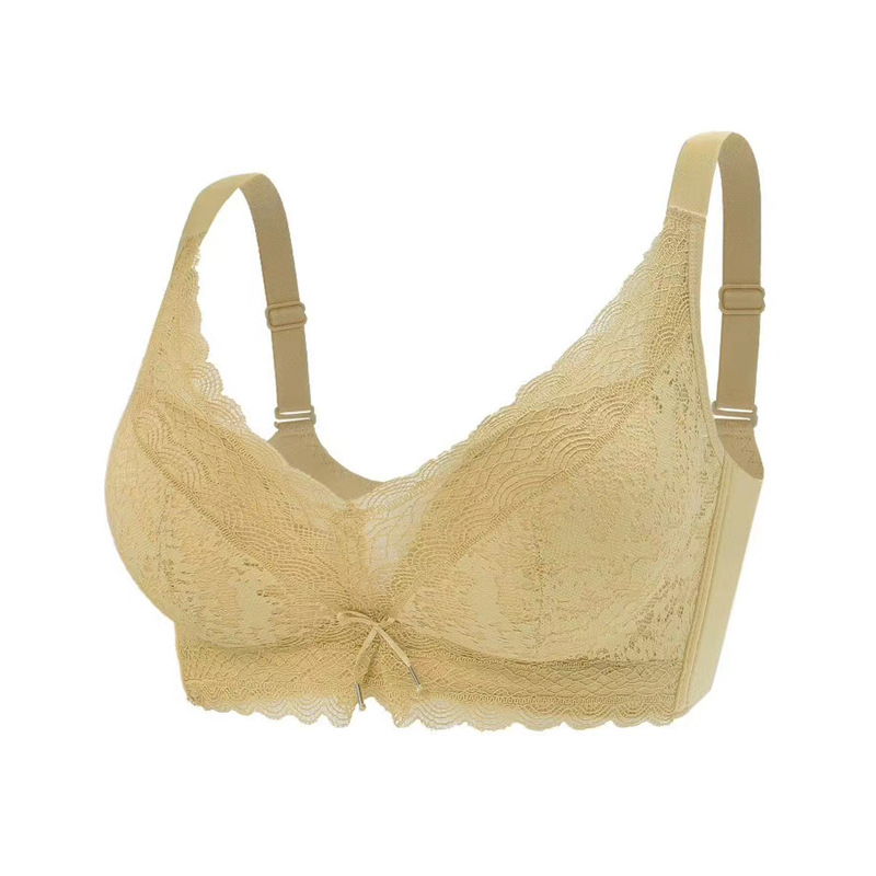 奴芝9015无磁内衣女聚拢中厚杯无钢圈蕾丝文胸调整型侧收副乳胸罩