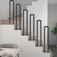 楼梯扶手黑色跨境专供美式工业风铁艺85厘米复古哑光U型支撑栏杆