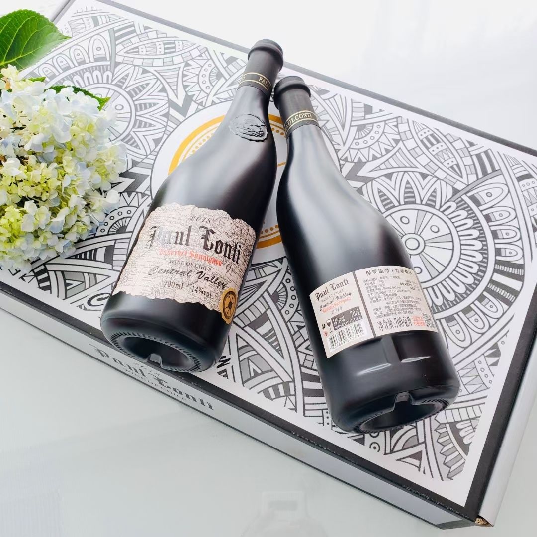 智利进口红酒14度珍藏保罗康蒂歪脖子干红葡萄酒整箱*6瓶装口纯正