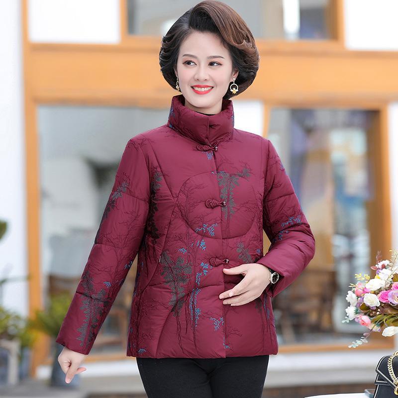 妈妈冬装羽绒棉服短款轻薄唐装小棉袄奶奶中老年人棉衣女秋冬外套