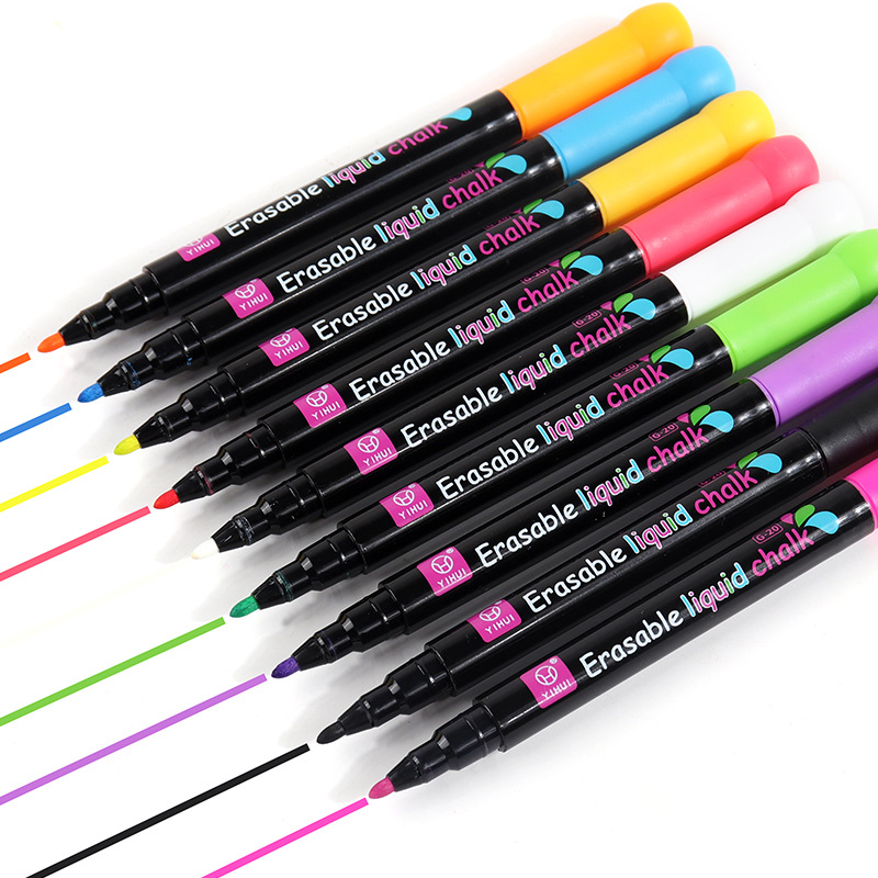 LED Light Board Pen Dust-Free Liquid Chalk Erasable Electronic Advertising Fluorescent Pen Blackboard Graffiti Water Soluble Chalk