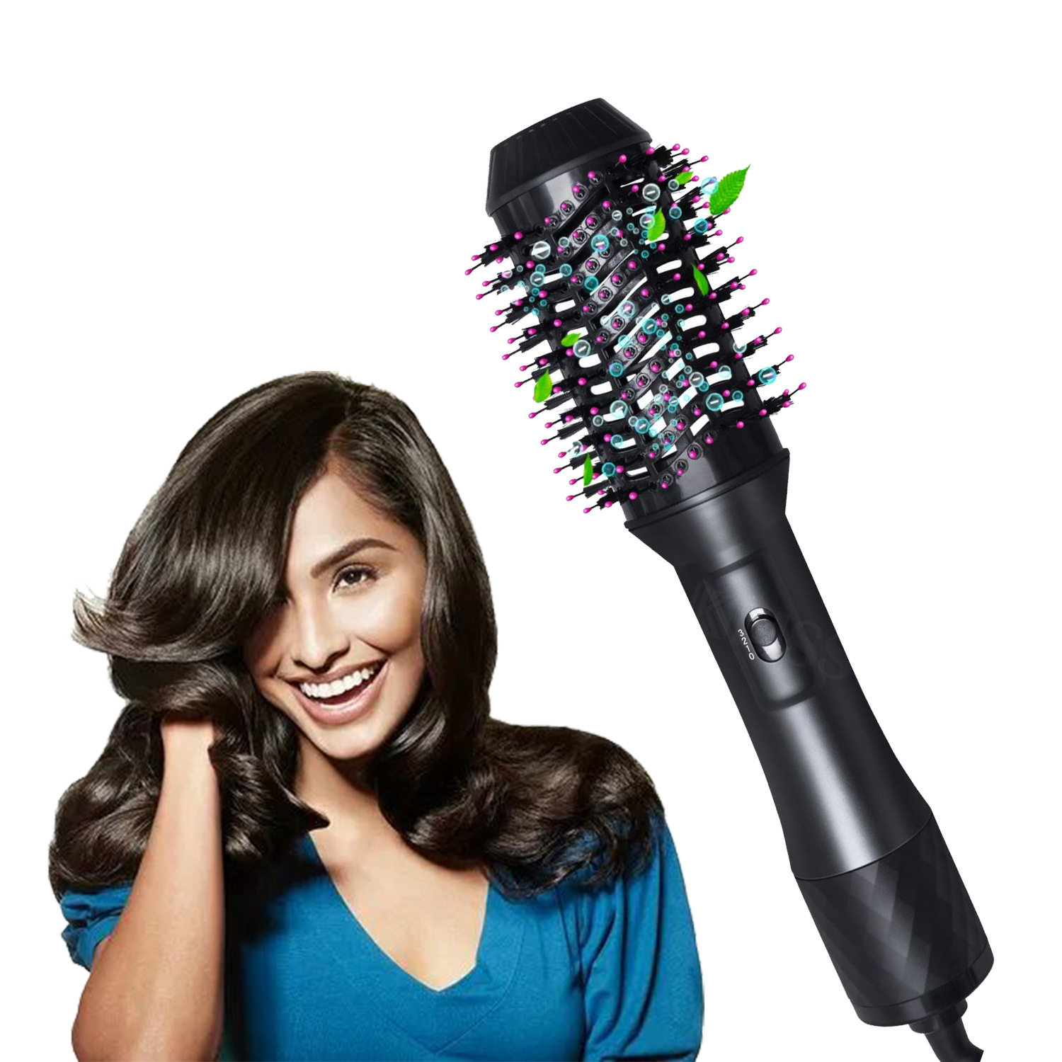 跨境新款三合一大功率电吹风负离子卷发器三档调节控温护发热风梳