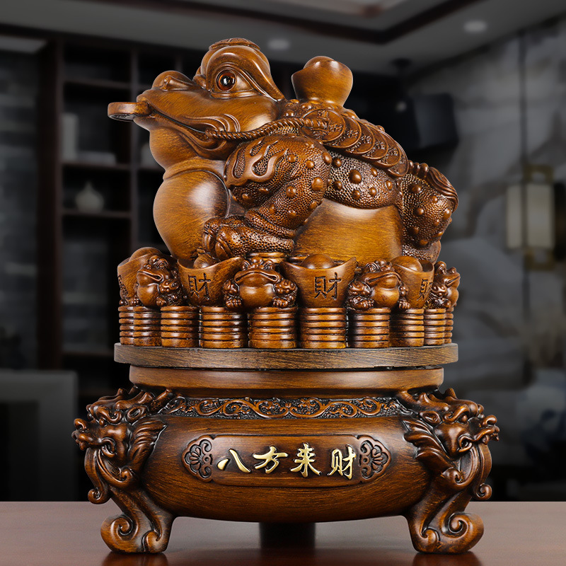 中式八方来财金蟾招财摆件办公室客厅装饰品摆件树脂工艺开业礼品