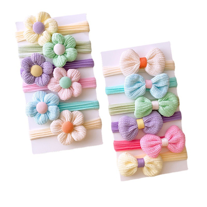 New Korean Style Spring and Summer Sweet Candy Color High Elastic Bow Children's Hair Ring Towel Ring Princess Hair Rope Hair Accessories