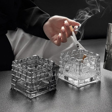 高级感城堡烟灰缸玻璃潮流个性创意防飞灰大烟缸轻奢家用客厅龙凤