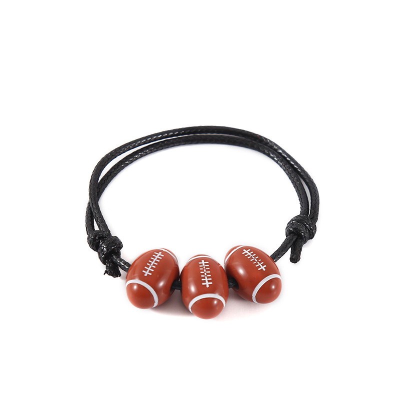 Amazon Hot Basketball Bracelet Softball Football Baseball Bracelet Simple Personality Ball String for Bead Bracelet