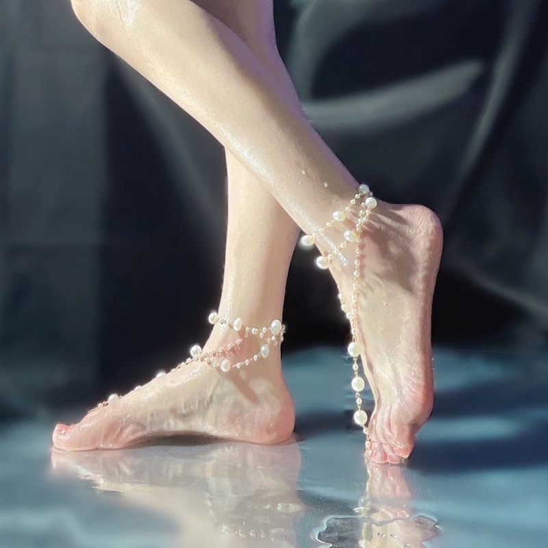 珍珠不色脚链女新款脚环腿链饰品性感异域风情足链金色潮高级感