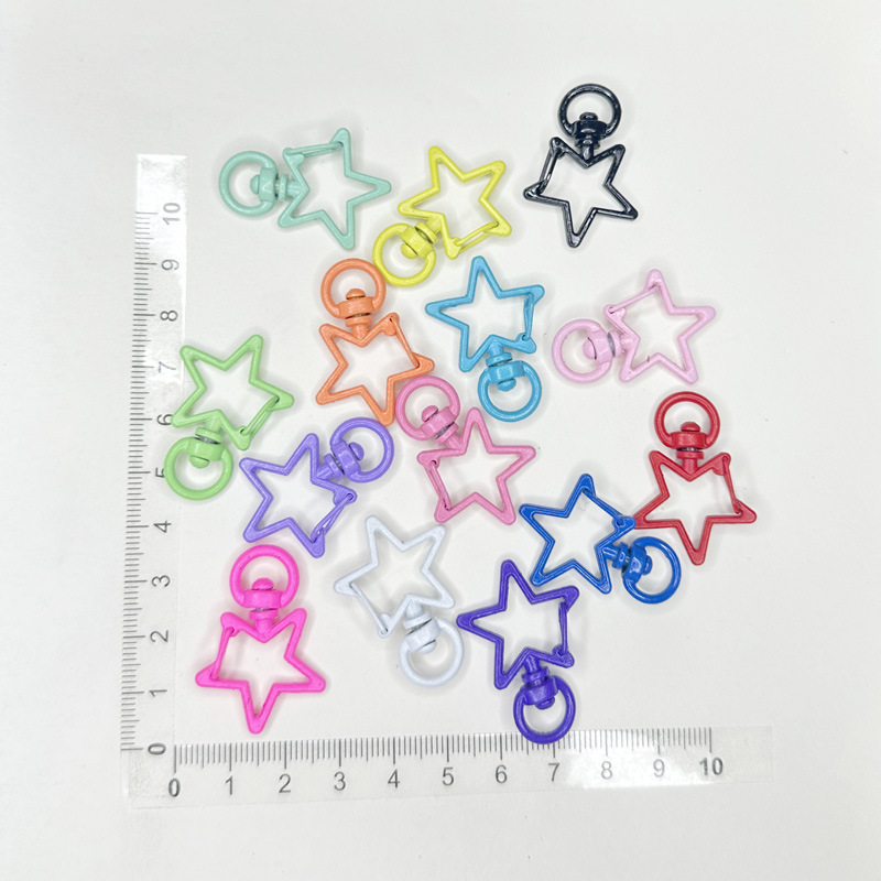 Creative Colorful Five-Pointed Star Keychain Zinc Alloy Key Ring Doll Pendant Accessories Colorful Best-Selling in Stock