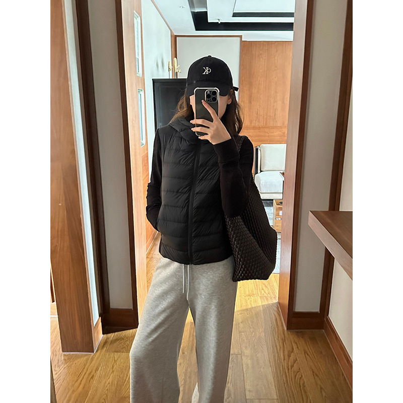 元派bluepops2025冬新国标拼接袖白鸭绒外套轻薄连帽羽绒服W2354