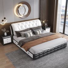 家用卧室床软包布艺大床次卧1.8米结婚主卧婚床北欧1.5m实木框架