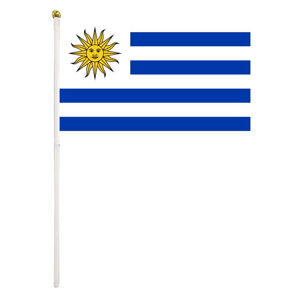 批发乌拉圭手摇旗 14x21cm100%涤纶 世界各国手挥旗 按需制做现货