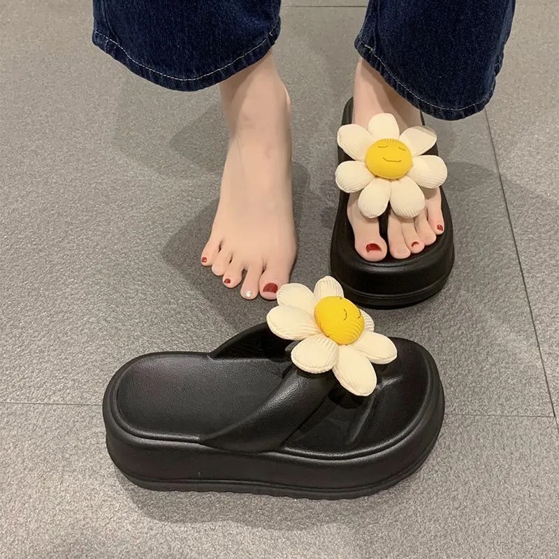 Eva High Heel 7cm Platform Slippers Eva Deodorant Cross-Border Hot SUNFLOWER Flip Flops Factory Direct Sales