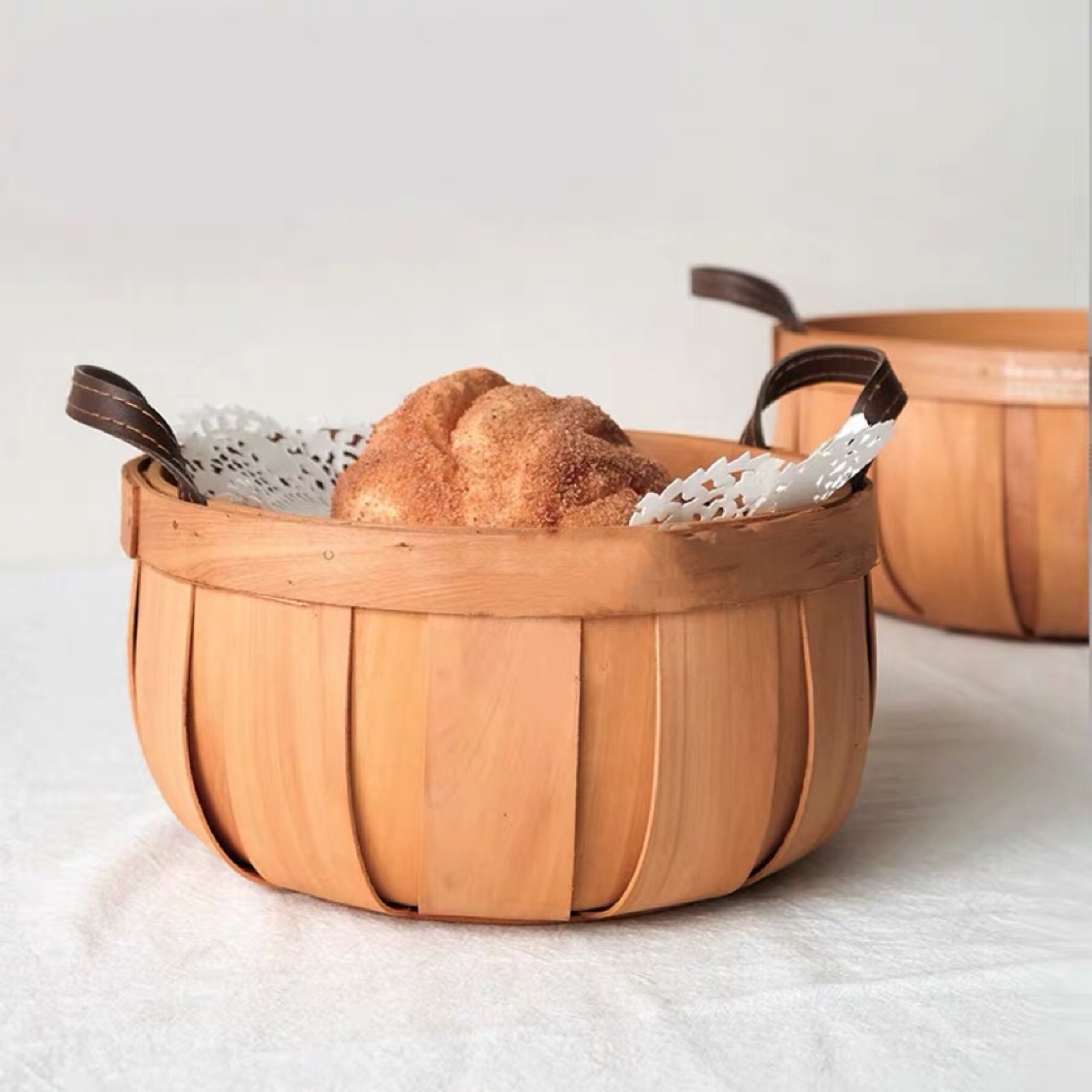 Japanese Pastoral Style Wood Piece Woven Pumpkin Basket Vegetable Basket Snack Basket Fruit Basket Eggs Storage Basket Factory Direct Supply