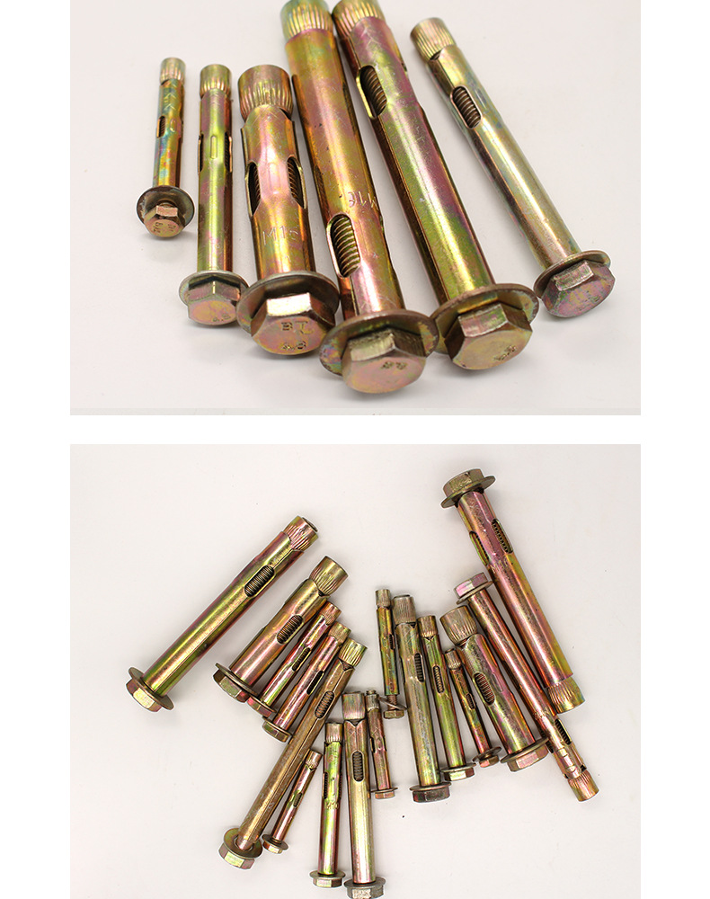 内置式外六角膨胀螺栓地板膨胀镀彩锌内涨护栏膨胀螺丝m6m8m10m12