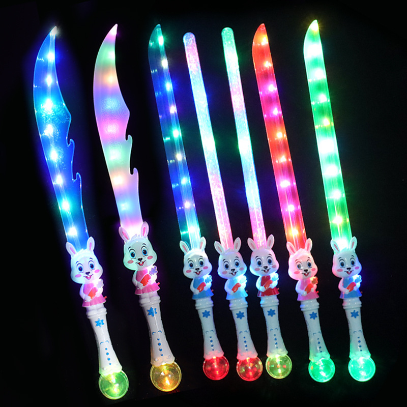 Bunny Flash Projection Knife Light Music Samurai Sword Luminous Toy Gift Stall Toy Factory Wholesale