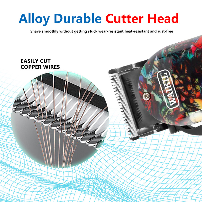 Cross-Border Hot Hair Scissors Carved Graffiti Electric Clipper Strong Power Electrical Hair Cutter Oil Head Hair Clipper Electric Clipper