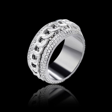 ins风轻奢小众嘻哈925银镶嵌氧化锆石男士戒指定制欧美批发首饰品