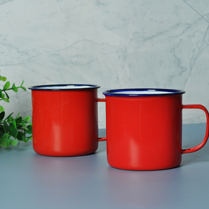 红色搪瓷杯搪瓷怀旧搪瓷杯搪瓷茶缸蛋糕杯圣诞搪瓷杯老式搪瓷杯