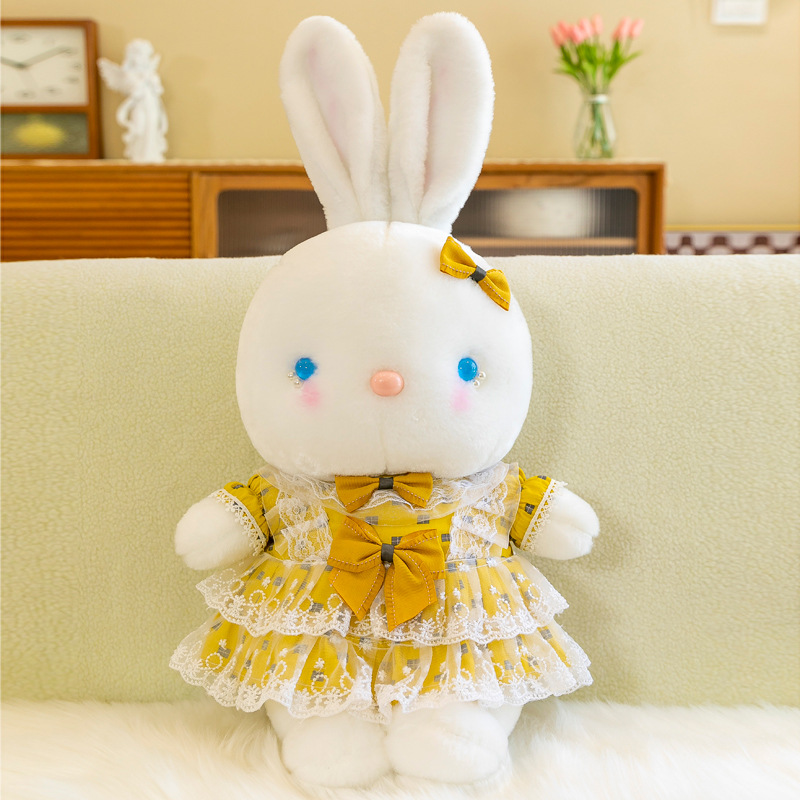 Foreign Trade Cross-Border Cute Gree Rabbit Doll Plush Toy Girls' Bed Sleeping Companion Doll Adorable Home Decoration