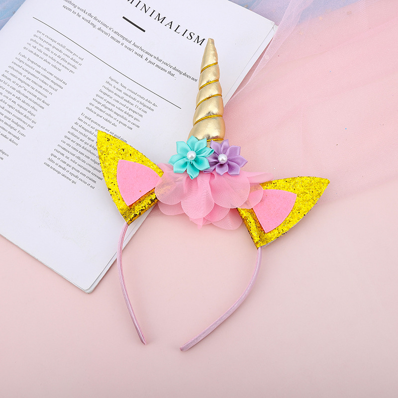 Unicorn Headband Female Cross-Border E-Commerce Spot Hair Accessories Children's Holiday Party Supplies Headband Cartoon Cute Head Buckle