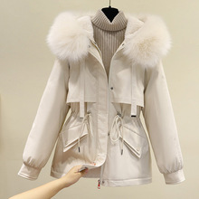 冬季新款羽绒棉服女韩版羊羔毛内胆派克服短款收腰显瘦加厚棉外套