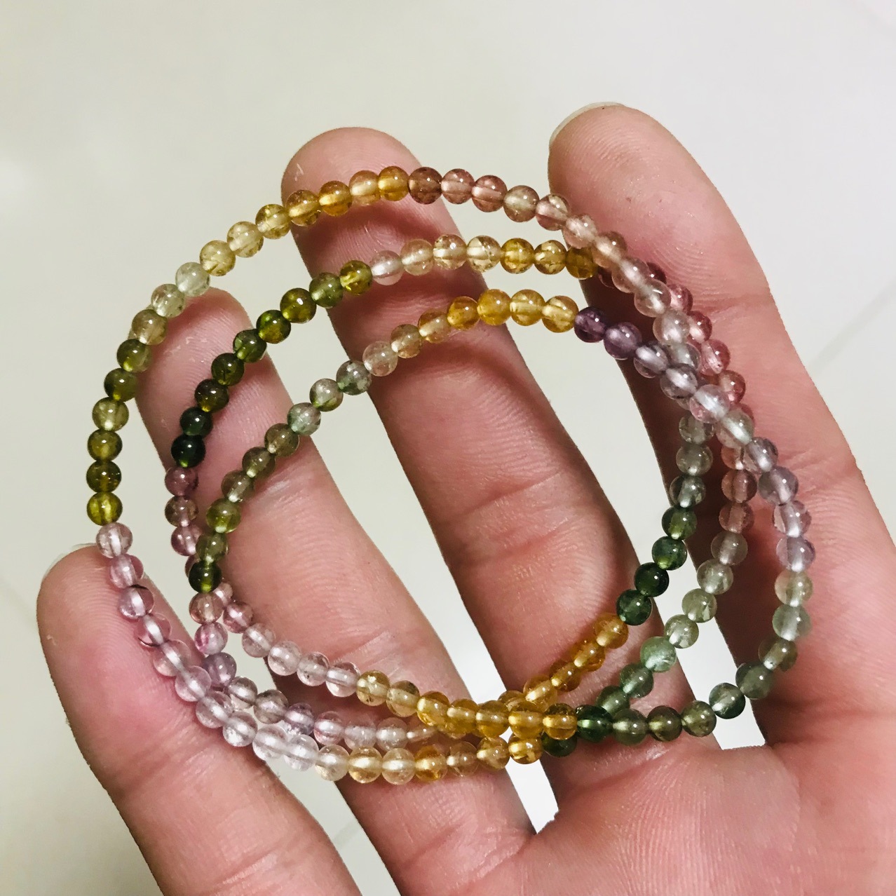 巴西老矿碧玺针变色透明4mm单圈手链女款-阿里巴巴